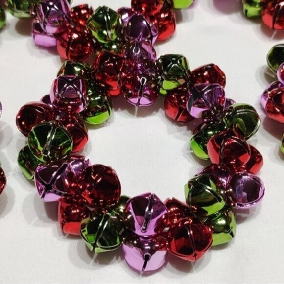 6 Multicolor Jingle Bell Holiday Napkin Rings - Picture 6 of 9